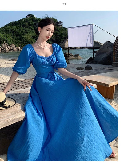 A Line Blue Long Stunning Evening Gown Party Prom Dress       S7277