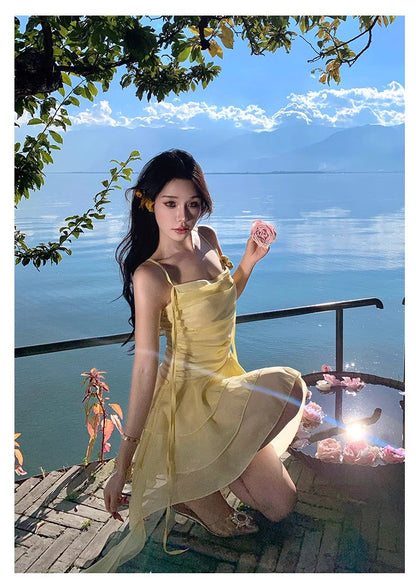 A Line Yellow Long Stunning Evening Gown Party Prom Dress       S7286