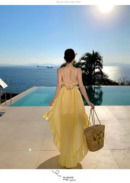 A Line Yellow Long Stunning Evening Gown Party Prom Dress       S7296