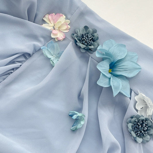 Flower dress women summer 2025 new design holiday dress suspender dress short skirt R0073