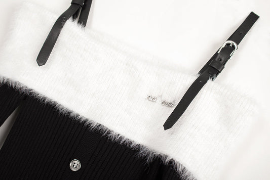 Suspender skirt autumn and winter atmosphere wear 2025 new sweet hot girl one shoulder sweater knitted dress R0023