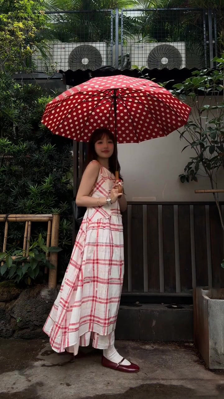 Pink plaid sleeveless dress beautiful age-reducing loose A-line vest dress R0585