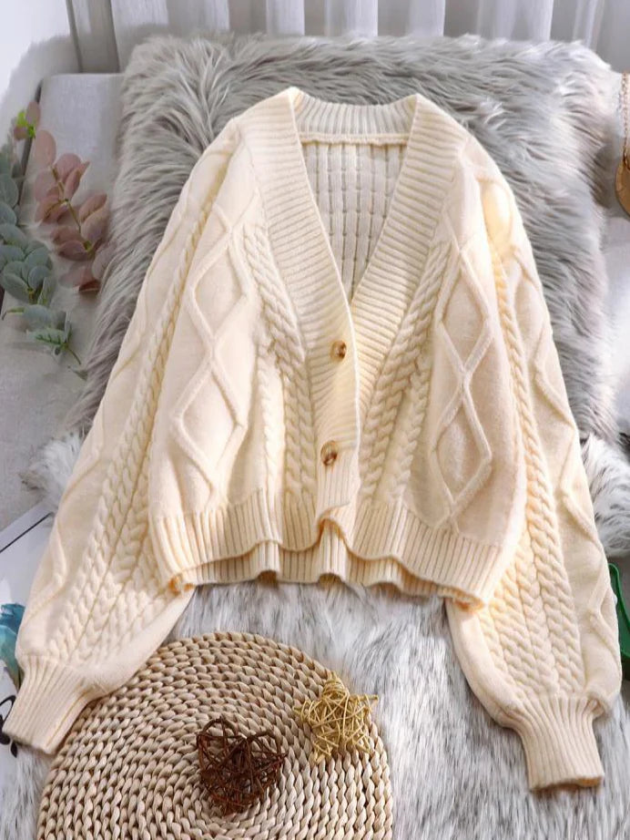 Women's Lovely Lantern Long Sleeve Button-Down Cardigan     S2786