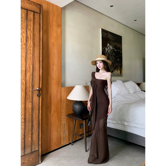Fashion Brown Women‘s Dress S375
