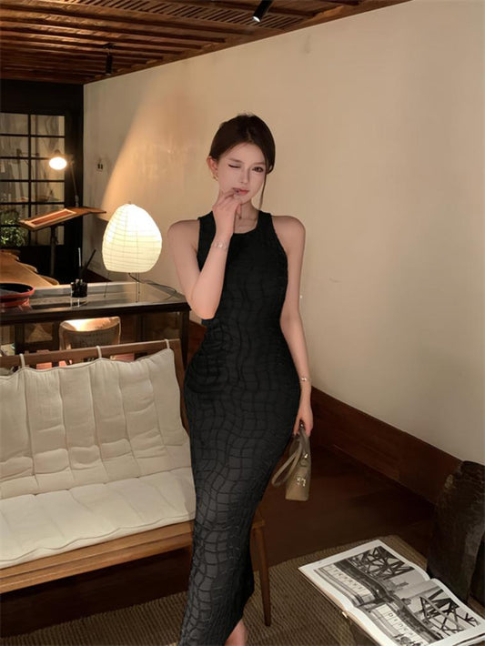 Temperament sleeveless vest dress slim fit hip dress R0559