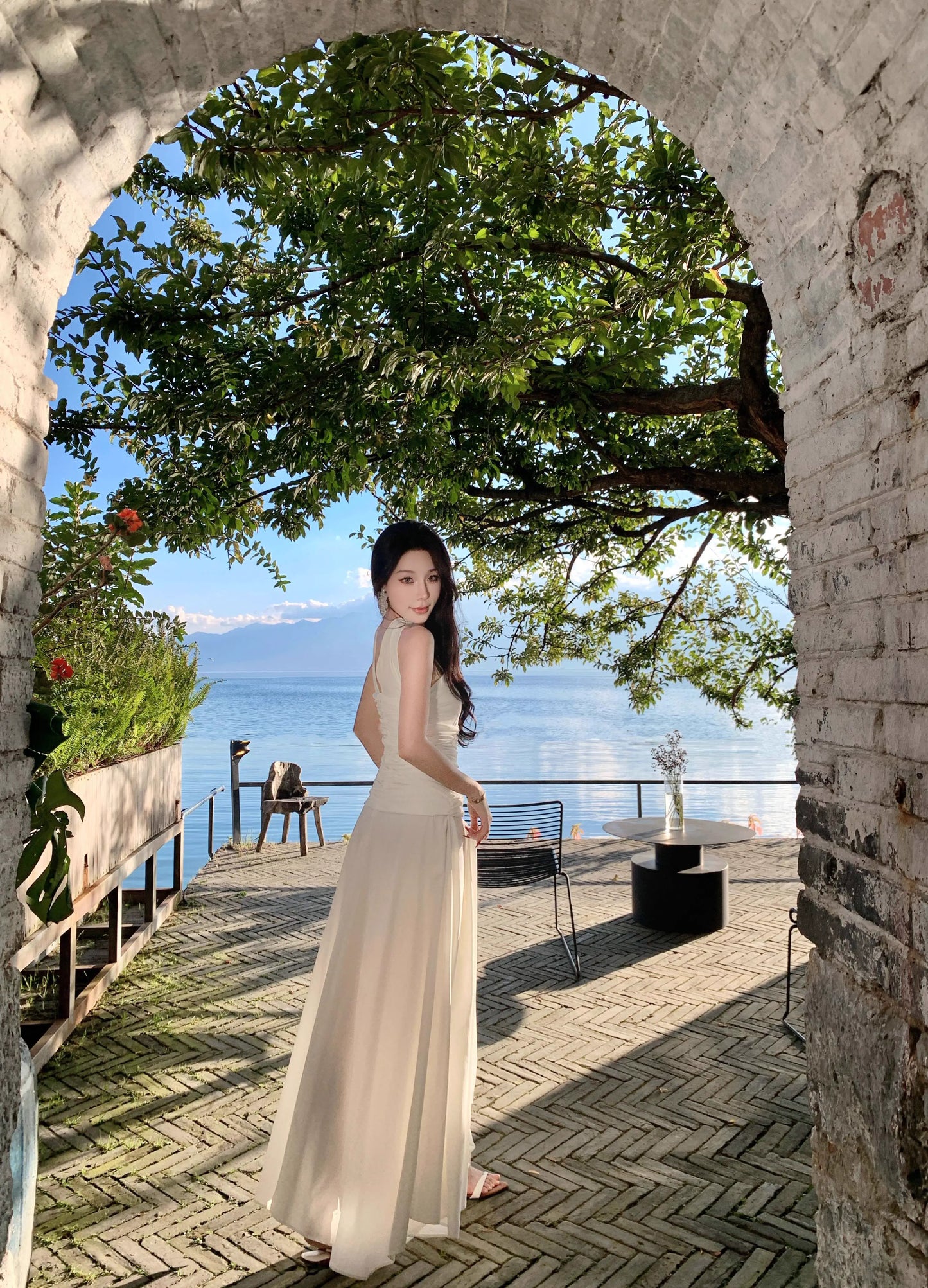A Line White Long Stunning Evening Gown Party Prom Dress       S7275