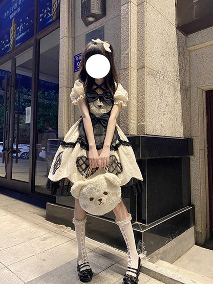 Cute Ball Gown Short Sleeves 16th Birthday Dress Lolita Dress Champagne Birthday Outfits DP0215