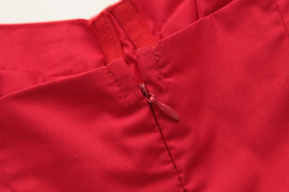 French red suspender dress female sexy backless seaside holiday dress R3035