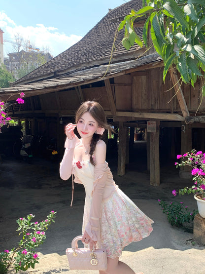 Sling floral slim dress design summer pretty skirt R3915