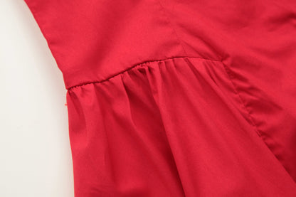 French red suspender dress female sexy backless seaside holiday dress R3035