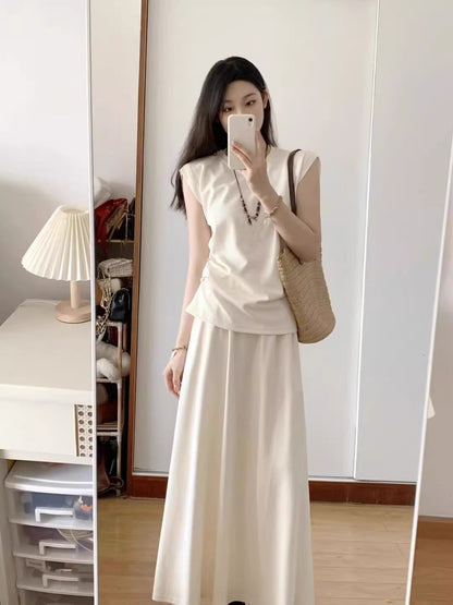A complete set of fashionable sleeveless tops, long skirts, casual suits and skirts R0498
