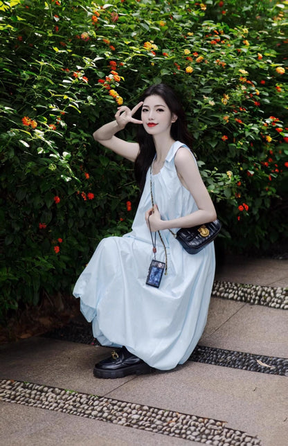 Beautiful skirt chic pleated bud long skirt niche vest dress R0767