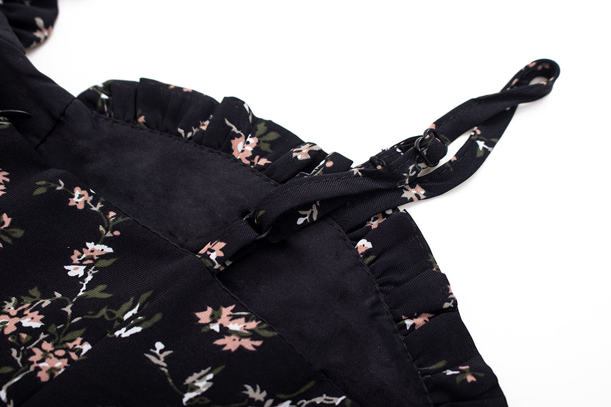 Dark pure desire niche irregular floral suspender hot girl dress R0020