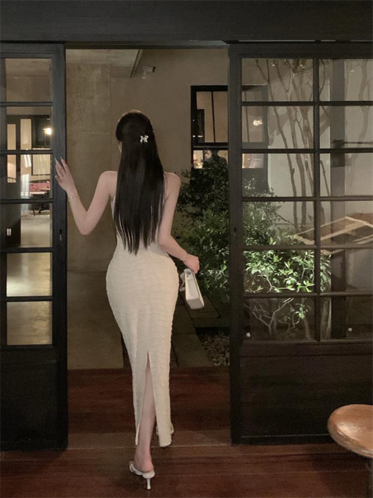 Temperament sleeveless vest dress slim fit hip dress R0559