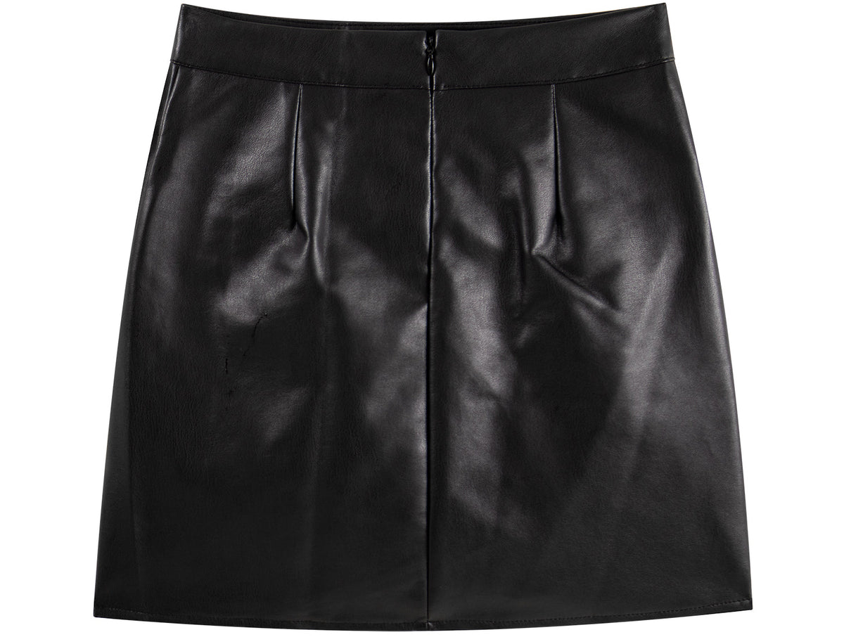 Black irregular skirt 2025 new hot girl style high waist slim a-line hip leather skirt short R0150