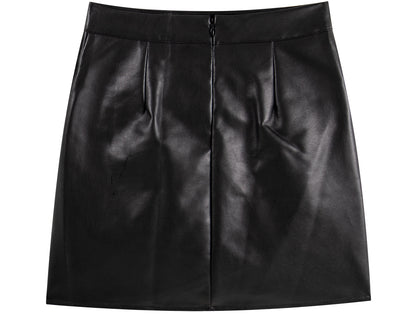 Black irregular skirt 2025 new hot girl style high waist slim a-line hip leather skirt short R0150