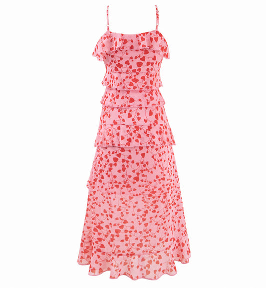Tea break French style split floral suspender dress 2025 new slim v-neck sexy holiday style dress R0177