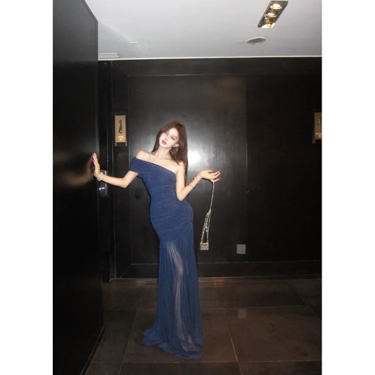 Fashion Navy Blue Women‘s Dress S381