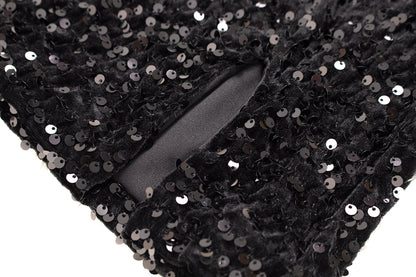 Barbie hottie hip skirt black spring and autumn new tight sexy short skirt sequin tube top dress R0095