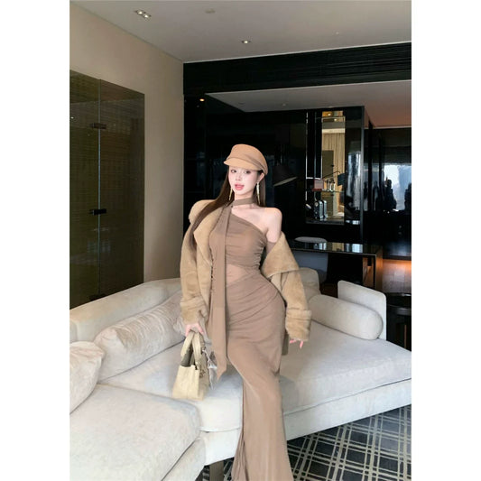 Fashion Khaki Women‘s Dress S410