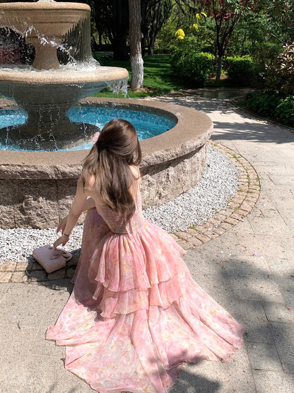 Holiday fairy floral dress beautiful summer long dress R3871