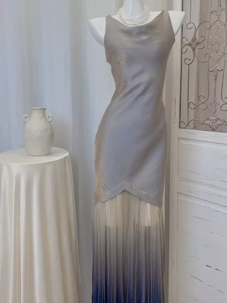 Retro gradient dress beautiful mermaid shiny dress       S6161