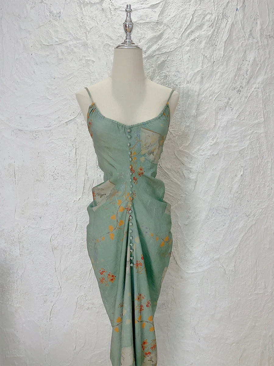 retro new backless long party dress         S6029