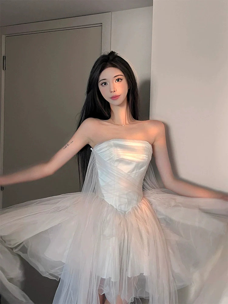 Birthday party dress princess strapless dress       S5836