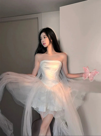 Birthday party dress princess strapless dress       S5836