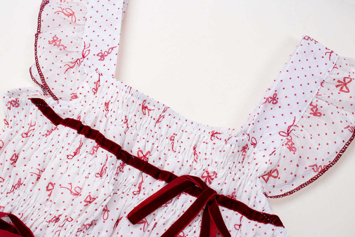 Strawberry jam floral suspender dress 2025 new style gentle style waist slimming short skirt R0134