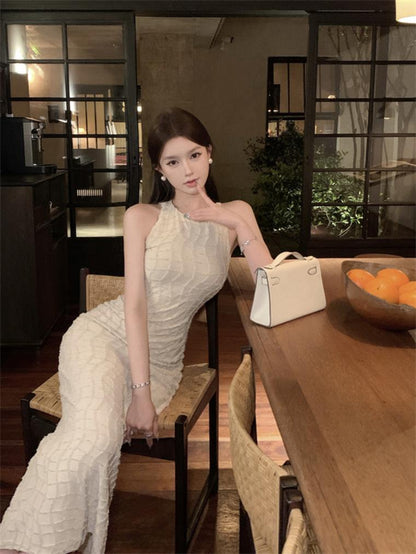 Temperament sleeveless vest dress slim fit hip dress R0559