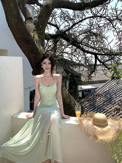 One dress multiple wear mint green suspender dress unique beautiful skirt R0532