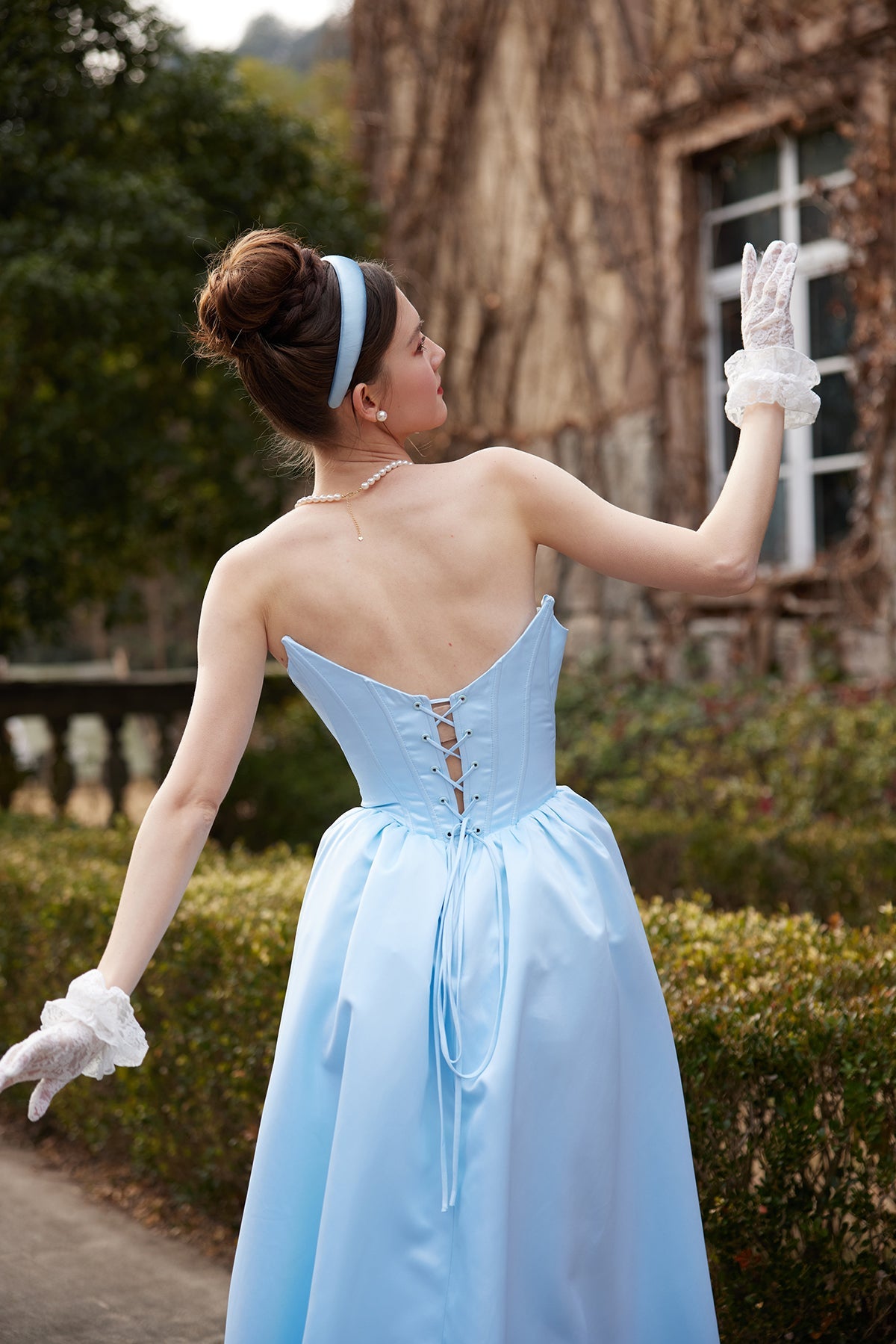 French Princess Series Satin Herringbone Dress R5107