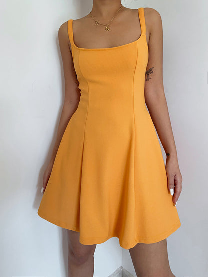 High-grade simple backless suspender dress for women summer lace-up short skirt R3044