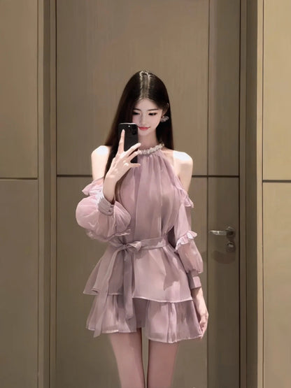 Celebrity sexy one shoulder tube top dress niche banquet dress skirt R0492