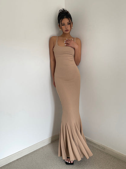 Sexy backless waisted hip dress hot girl slim fit show body holiday long dress R3076