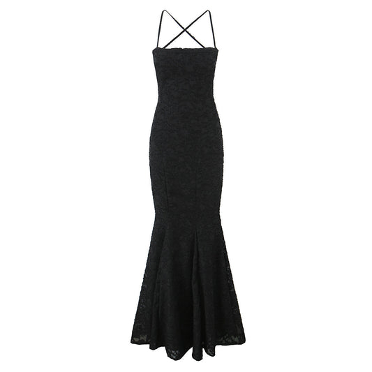 American style sexy lace figure-revealing tie waist fishtail skirt sweet backless slim long skirt R3102
