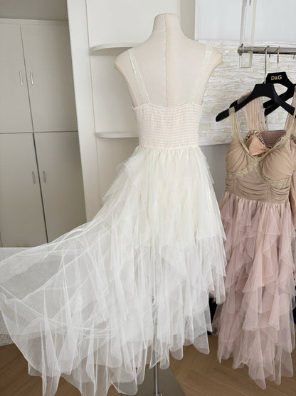 Cute A Line Straps Lace Ruffles Summer Dress Holiday Party Outfits For Girls DP0134