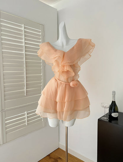 Cute A Line V Neckline Layers Summer Dress Holiday Party Outfits For Girls DP0148