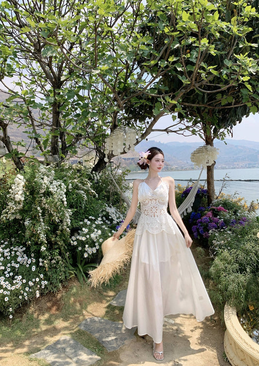 Temperamental high-end dress gentle style beautiful embroidered dress R0648
