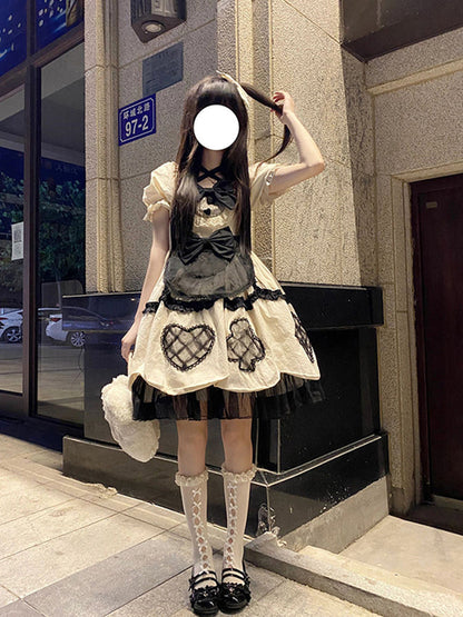 Cute Ball Gown Short Sleeves 16th Birthday Dress Lolita Dress Champagne Birthday Outfits DP0215