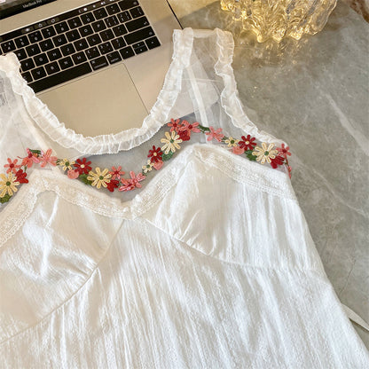 Romantic flower embroidered fishtail dress high-end French temperament long dress R0044