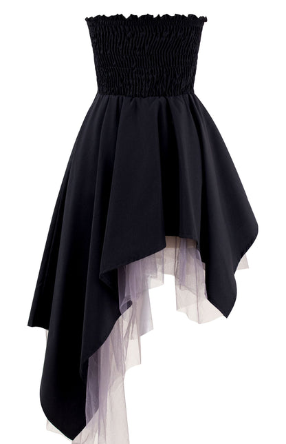 Dark heavy industry niche design gray purple yarn romantic irregular tube top dress R0015