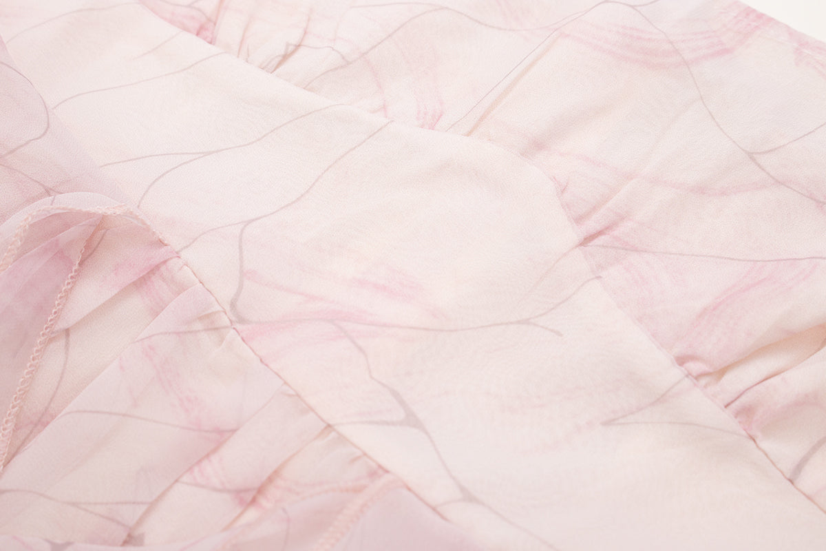 2025 new pink suspender dress ruffled fairy seaside long dress R0038