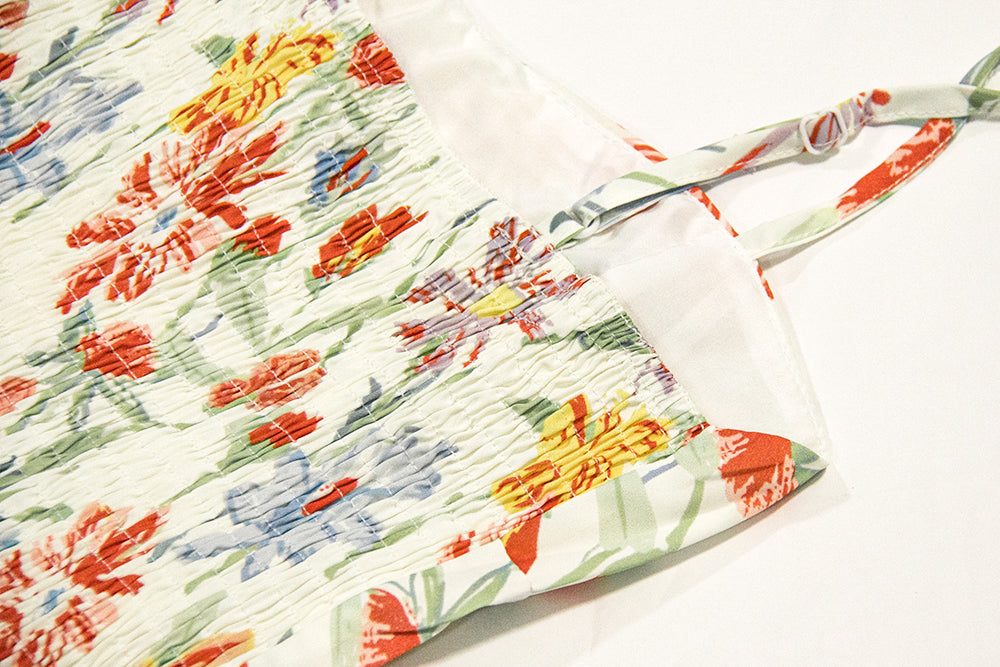 Thai floral dress 2025 new tea break oil painting suspender skirt for small size R0018