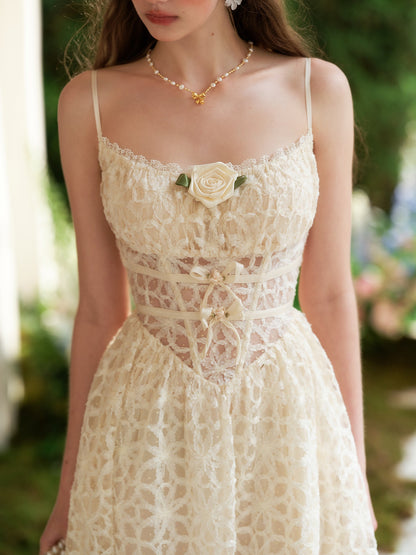 French style little white dress heavy suspenders long fishbone dress summer R5110