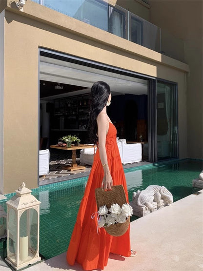 A Line Orange Long Stunning Evening Gown Party Prom Dress       S7290