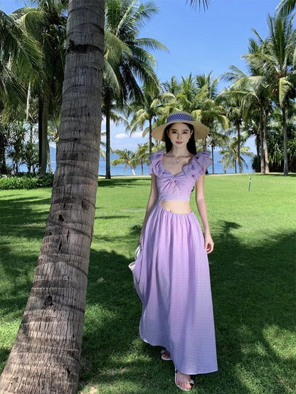 A Line Purple Long Stunning Evening Gown Party Prom Dress       S7288