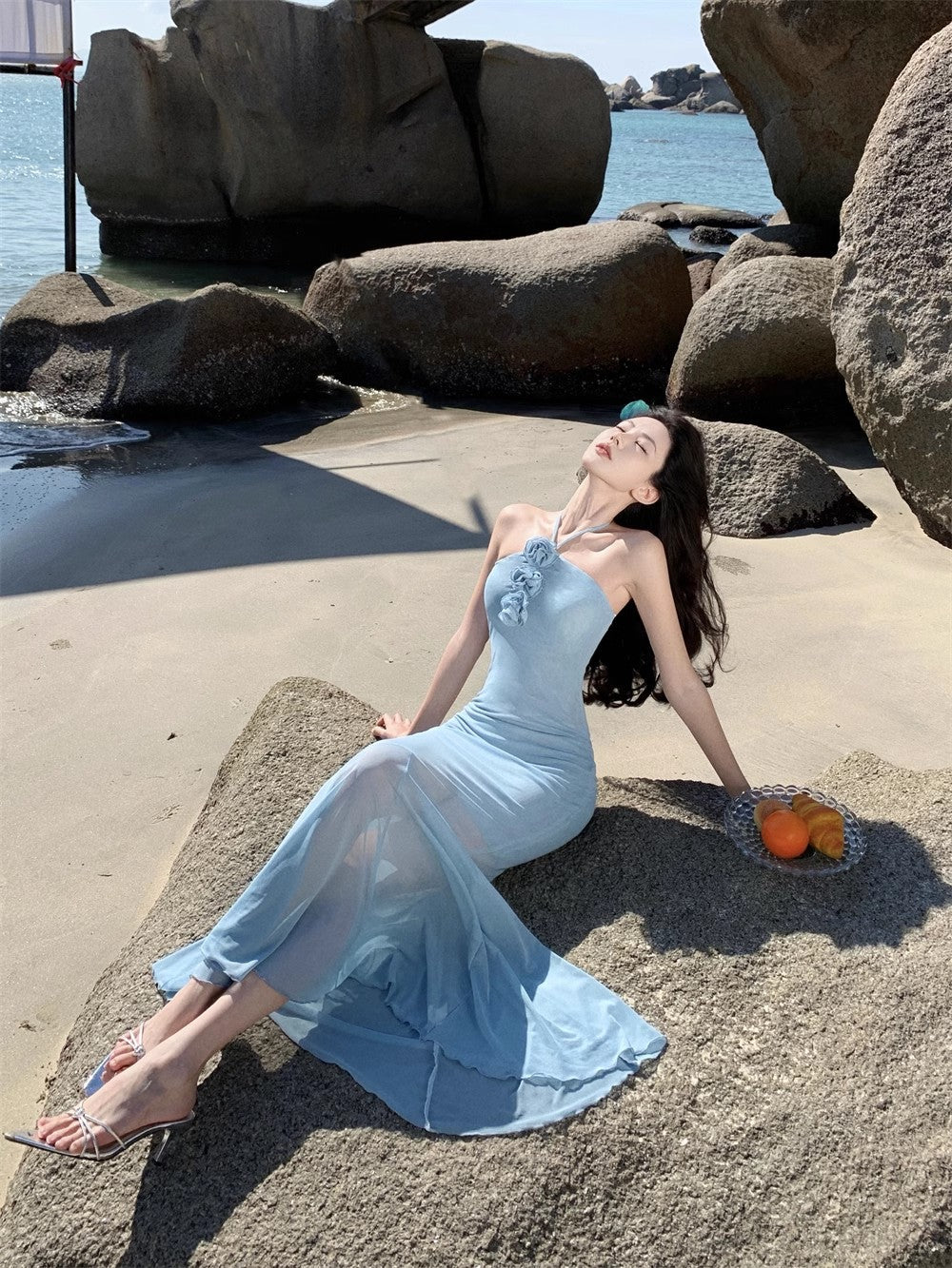 Fishtail Blue Long Stunning Evening Gown Party Prom Dress       S7266