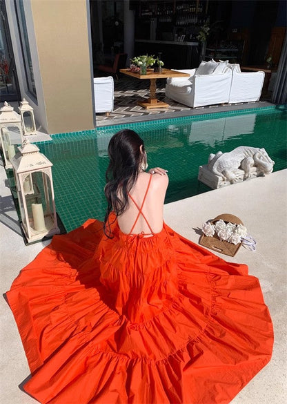A Line Orange Long Stunning Evening Gown Party Prom Dress       S7290